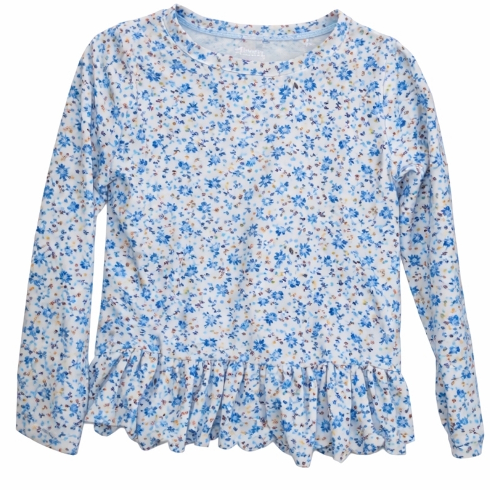 RuffleButts Girls 4T Floral Rash Guard Long Sleeve Peplum